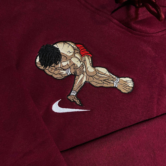 LIMITED BAKI HANMA POSE CHALLENGE EMBROIDERED ANIME HOODIE