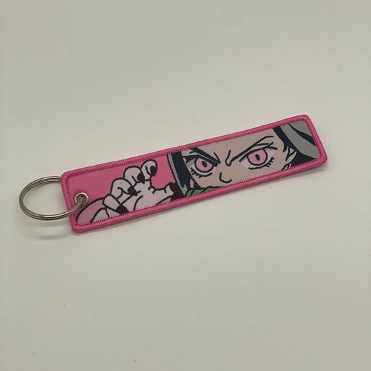 LIMITED DEMON SLAYER NEZUKO KAMADO DUAL-SIDED EMBROIDERED KEY CHAIN