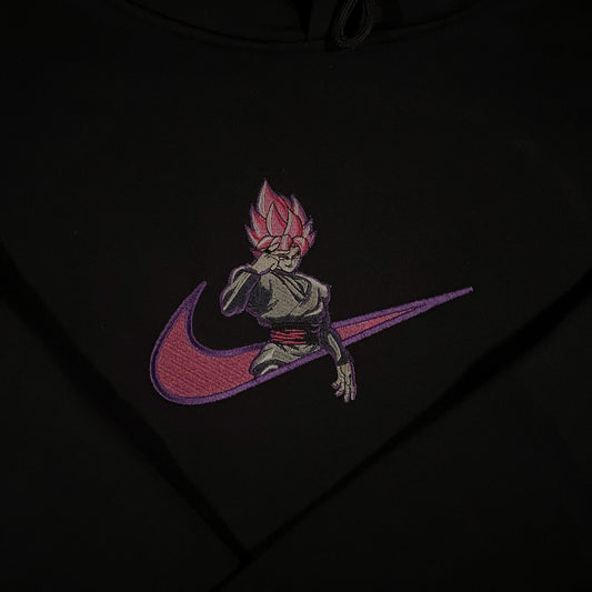 LIMITED Dragonball Super X SS Rose Goku Black EMBROIDERED Gym HOODIE