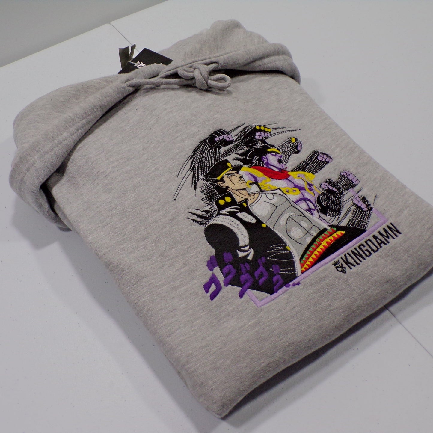 LIMITED JOJO'S BIZARRE ADVENTURE JOTARO KUJO STAR PLATINUM KINGDAMN CUSTOM EMBROIDERED HOODIE