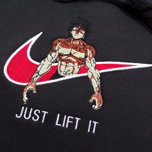 LIMITED BAKI THE GRAPPLER HANMA X JUST LIFT IT Embroidered T-Shirt