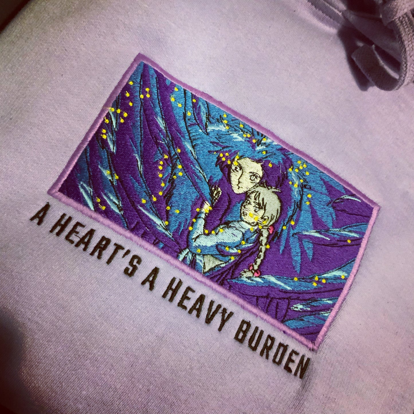 LIMITED HOWL'S MOVING CASTLE A HEART'S A HEAVY BURDEN EMBROIDERED ANIME HOODIE