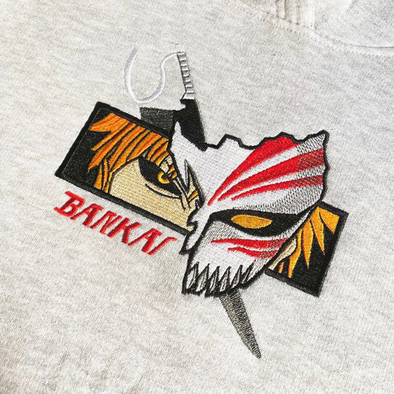 LIMITED Bleach Ichigo Hollow Mask Bankai EMBROIDERED Gym HOODIE