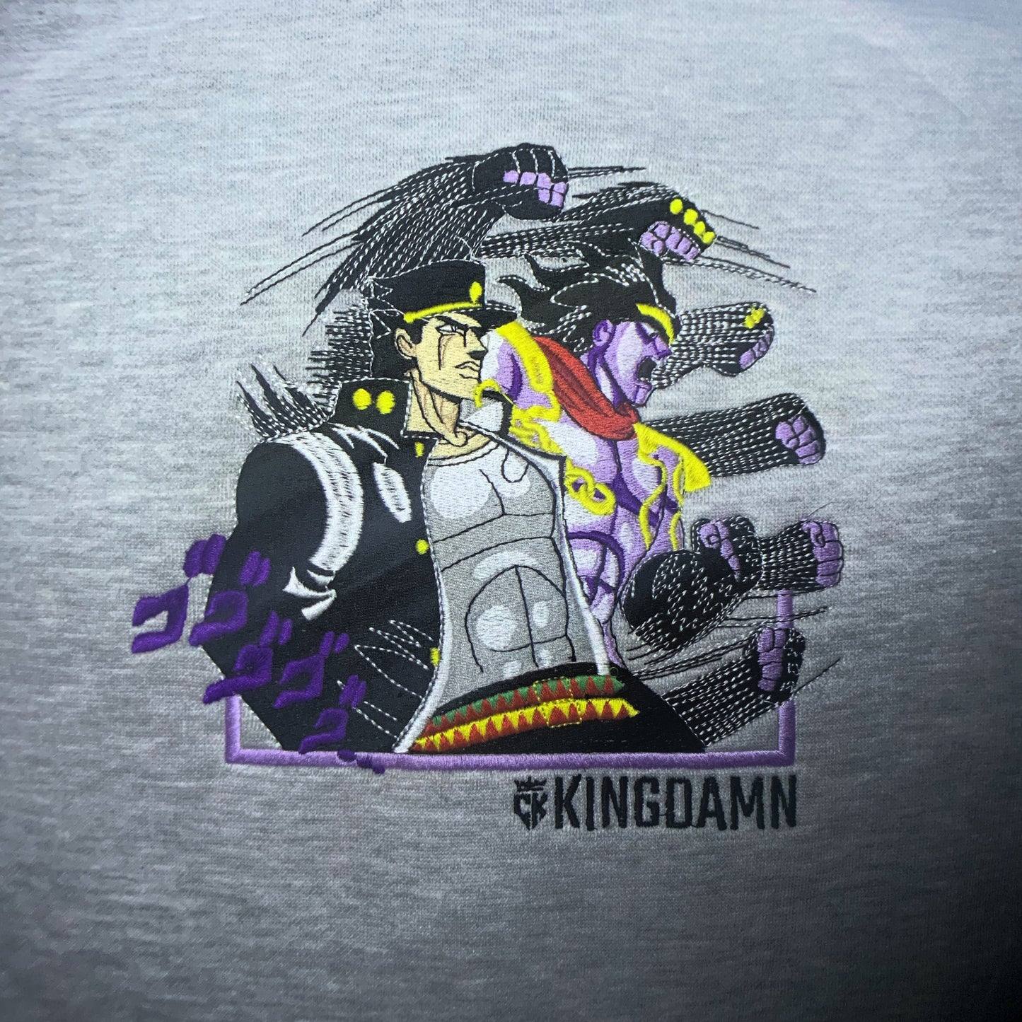 LIMITED JOJO'S BIZARRE ADVENTURE JOTARO KUJO STAR PLATINUM KINGDAMN CUSTOM EMBROIDERED HOODIE