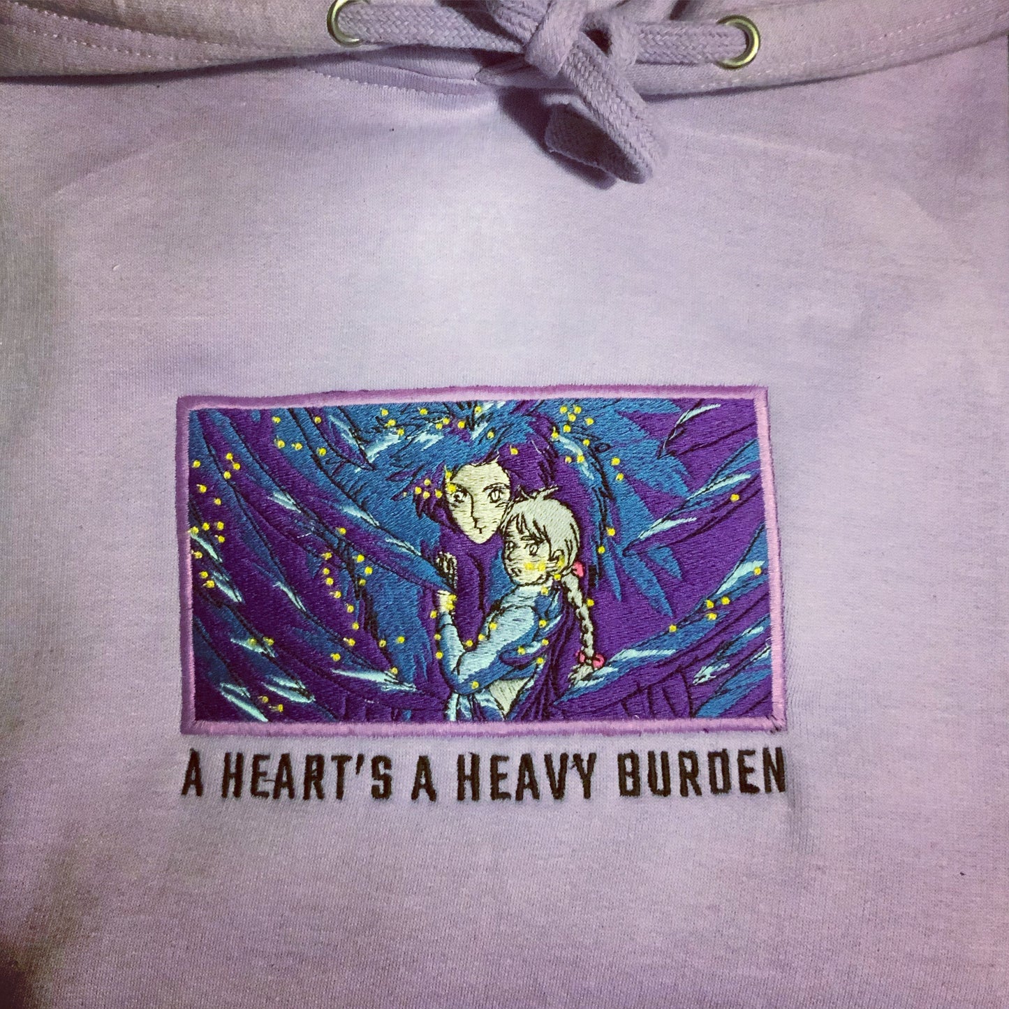 LIMITED HOWL'S MOVING CASTLE A HEART'S A HEAVY BURDEN EMBROIDERED ANIME HOODIE