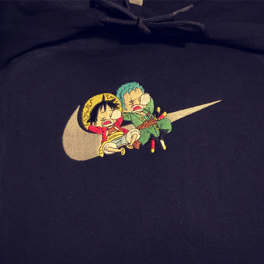 LIMITED ONE PIECE LUFFY AND ZORO ZOFFY X EMBROIDERED ANIME HOODIE