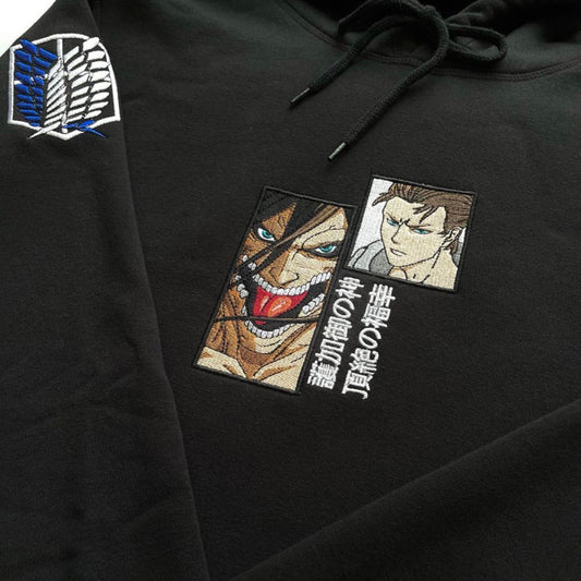 LIMITED ATTACK ON TITAN EREN YEAGER TITAN SCOUT KINGDAMN CUSTOM EMBROIDERED HOODIE