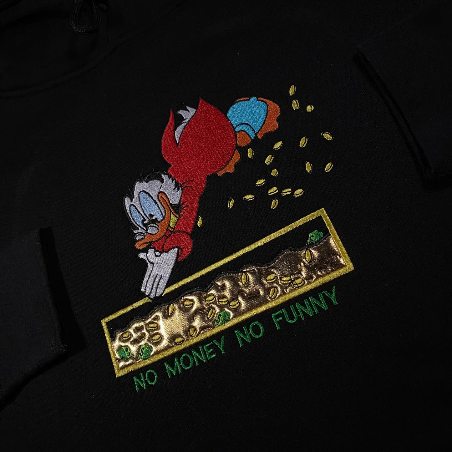 LIMITED Scrooge McDuck No Money No Funny EMBROIDERED HOODIE