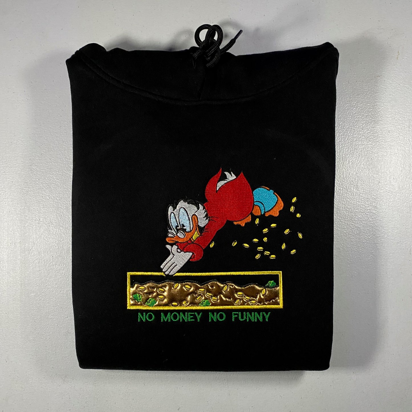 LIMITED Scrooge McDuck No Money No Funny EMBROIDERED HOODIE