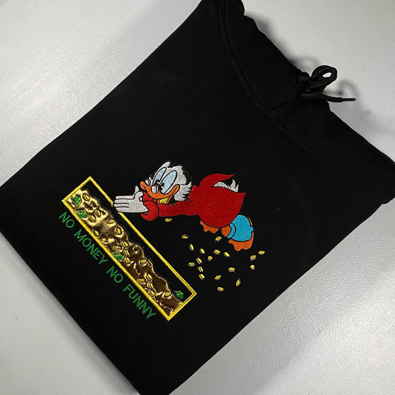 LIMITED Scrooge McDuck No Money No Funny EMBROIDERED HOODIE