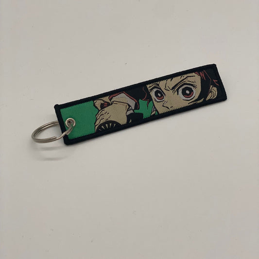 LIMITED DEMON SLAYER TANJIRO KAMADO DUAL-SIDED EMBROIDERED KEY CHAIN