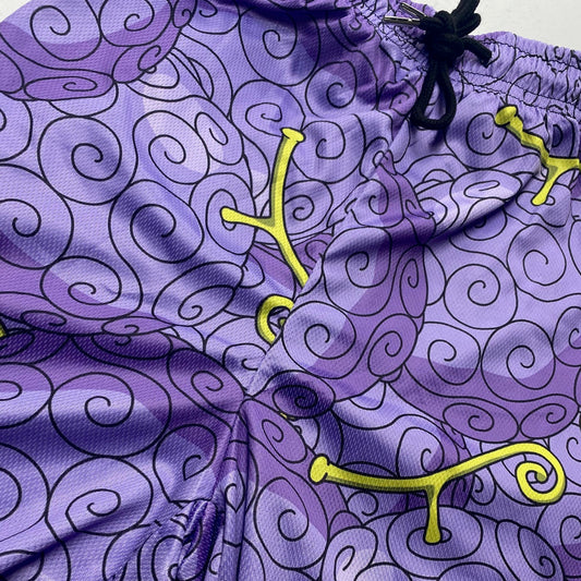 LIMITED ONE PIECE PURPLE DRAGON DEVIL FRUIT GYM SHORTS