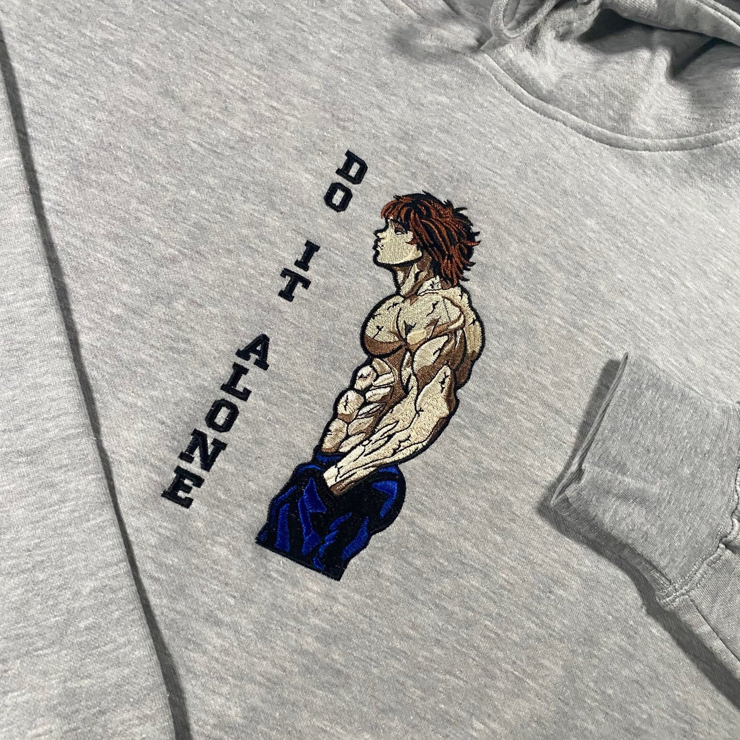 LIMITED Baki Do It Alone EMBROIDERED ANIME HOODIE