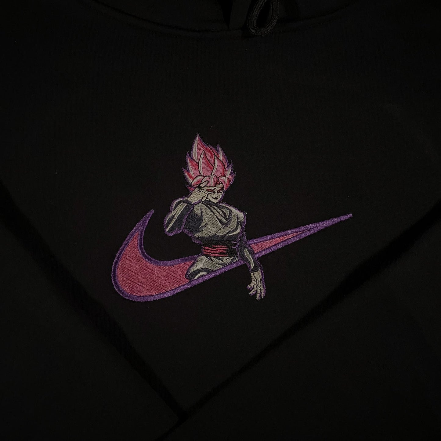 LIMITED Dragonball Super X SS Rose Goku Black EMBROIDERED Gym HOODIE