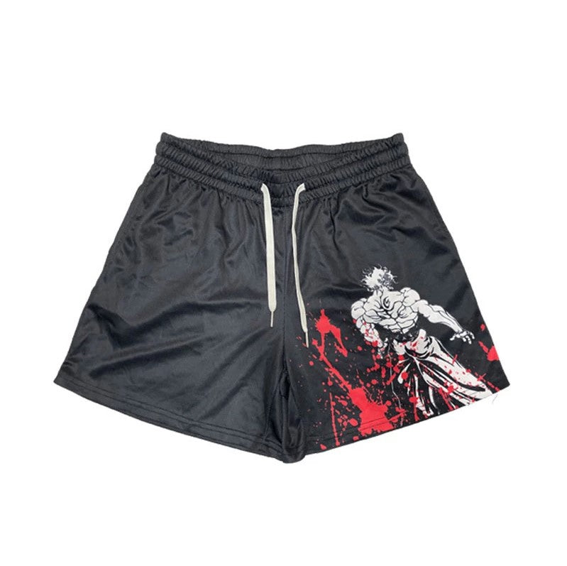 LIMITED BAKI YUJIRO HANMA DEMON BACK GYM SHORTS