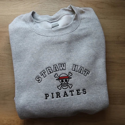 One Piece Straw Hat Pirates Embroidered Sweatshirt/Crewneck